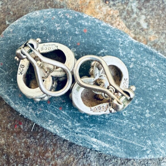 Authentic Lagos Caviar Heart Pierced Earrings Sterling Silver 14k Post Retired - Picture 3 of 7